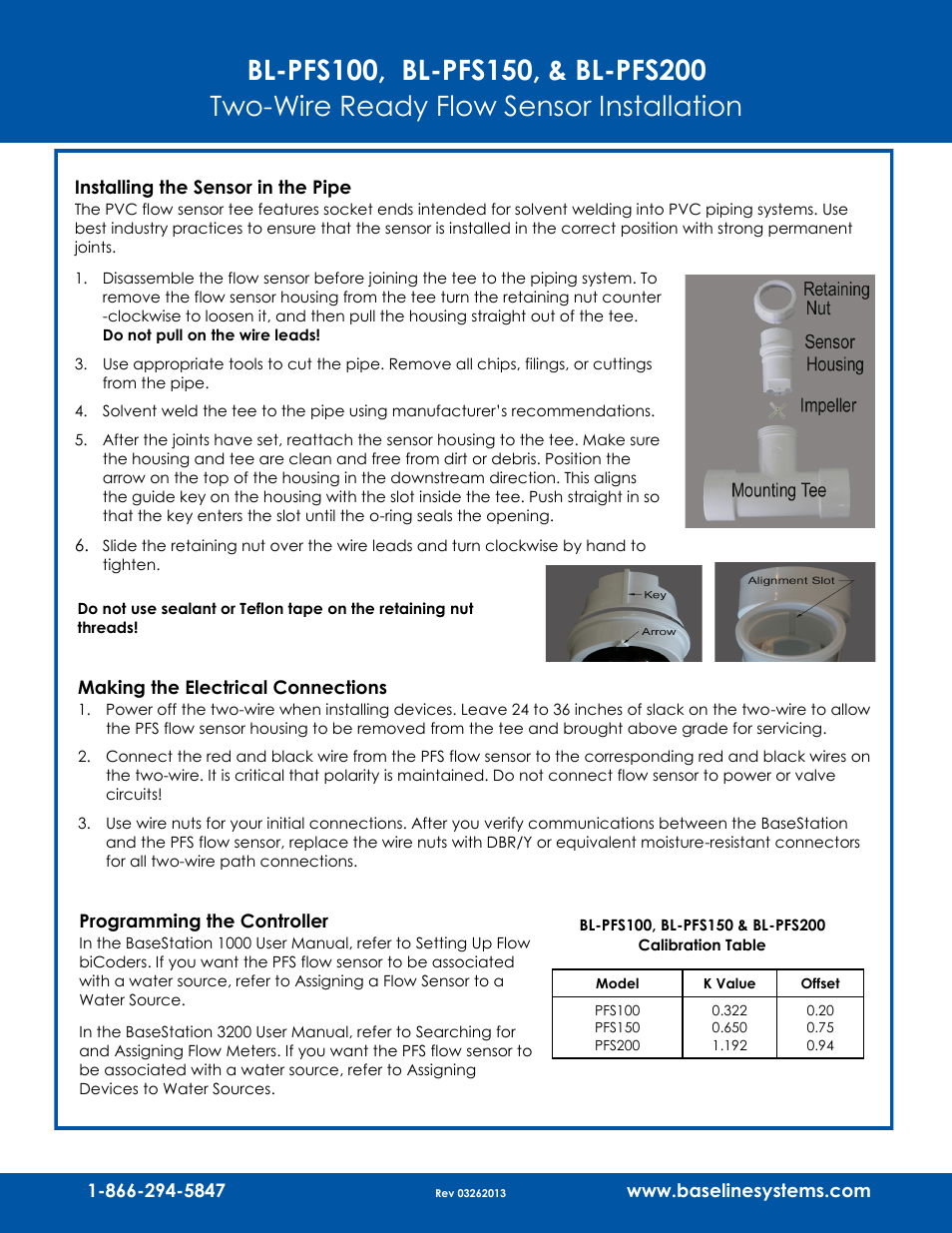Two-wire ready flow sensor installation | Baseline Systems BL-PFS200 Flow Sensor User Manual | Page 3 / 3