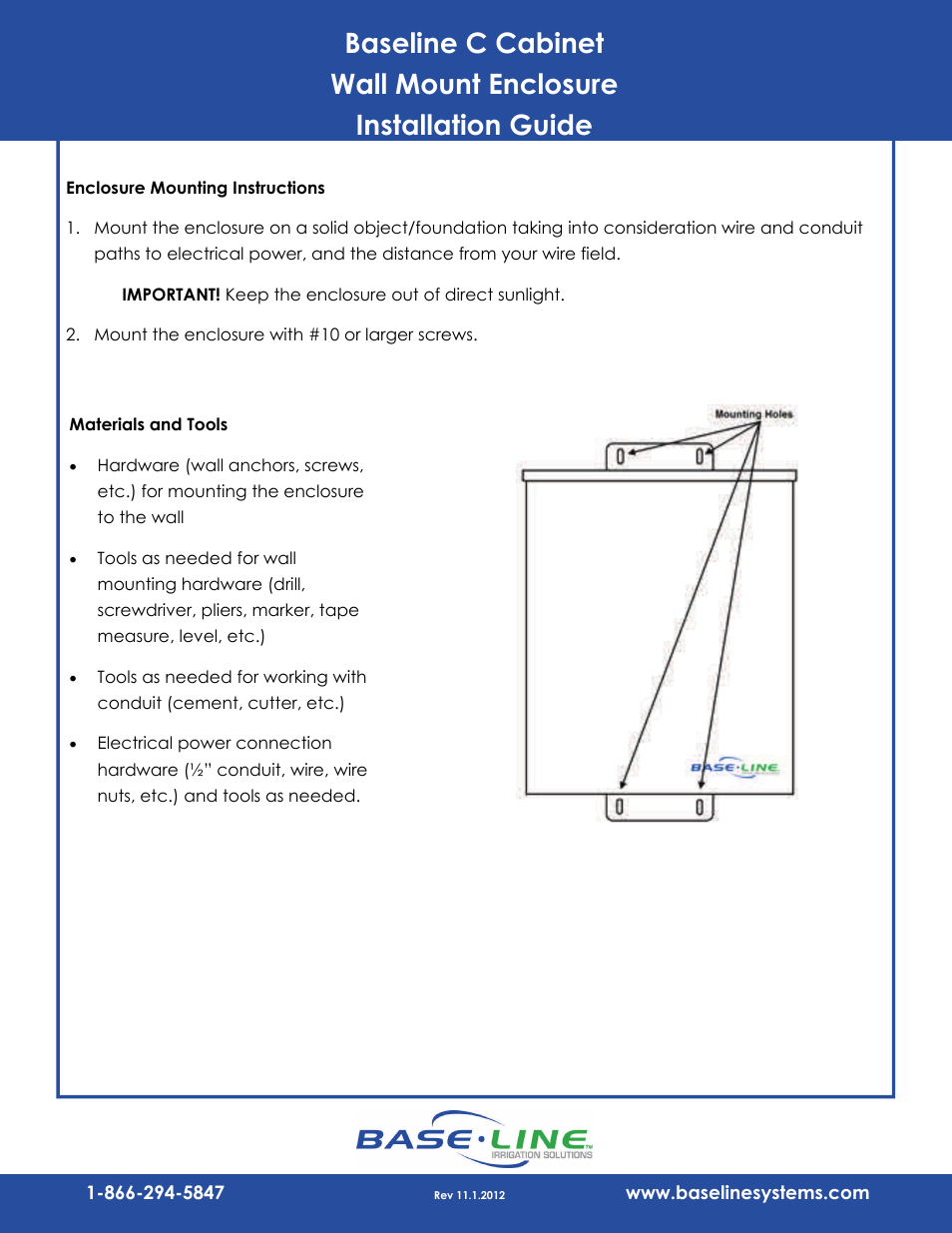 Baseline Systems C Cabinet User Manual | 2 pages