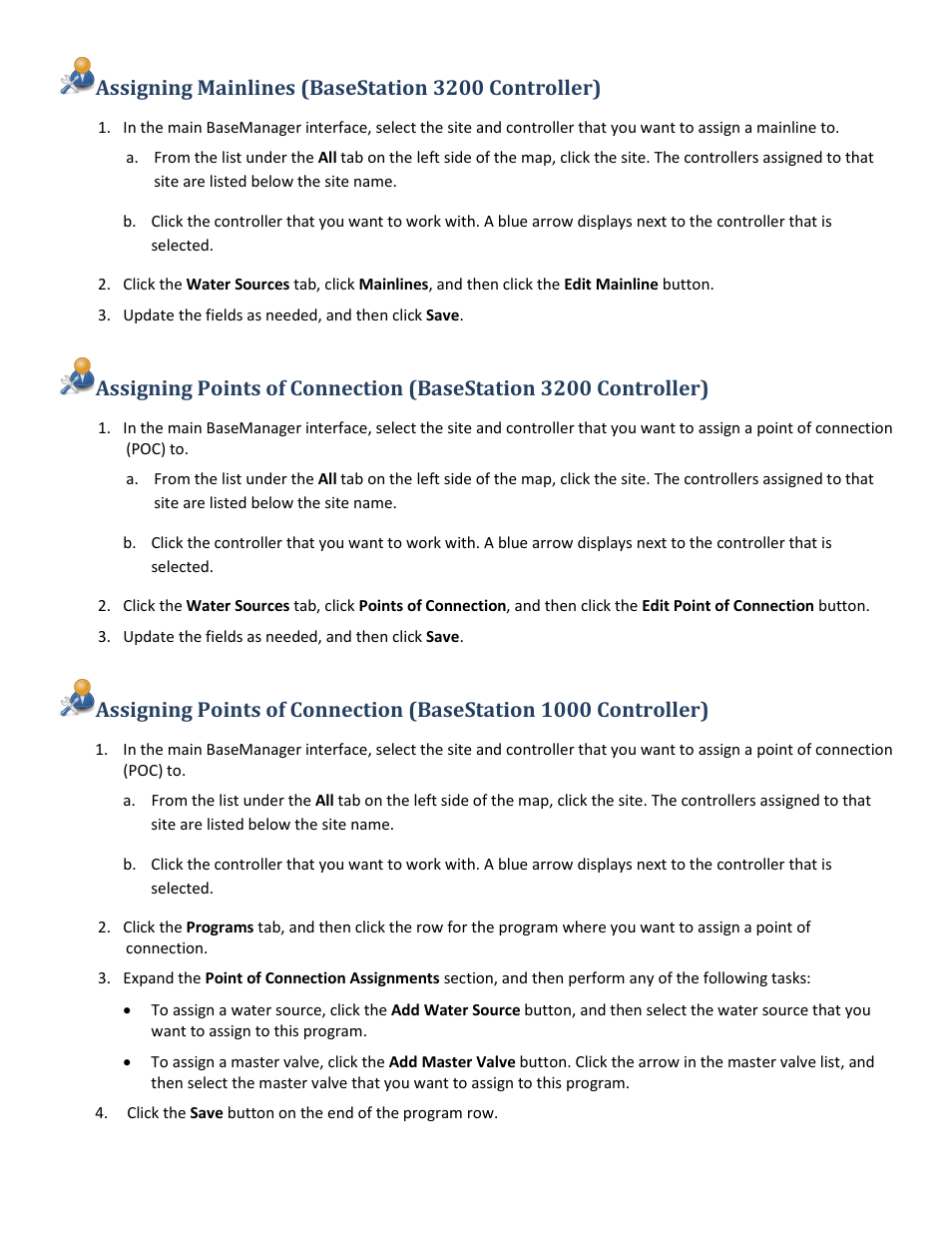 Assigning mainlines (basestation 3200 controller) | Baseline Systems BaseManager 2.0 User Manual | Page 17 / 32