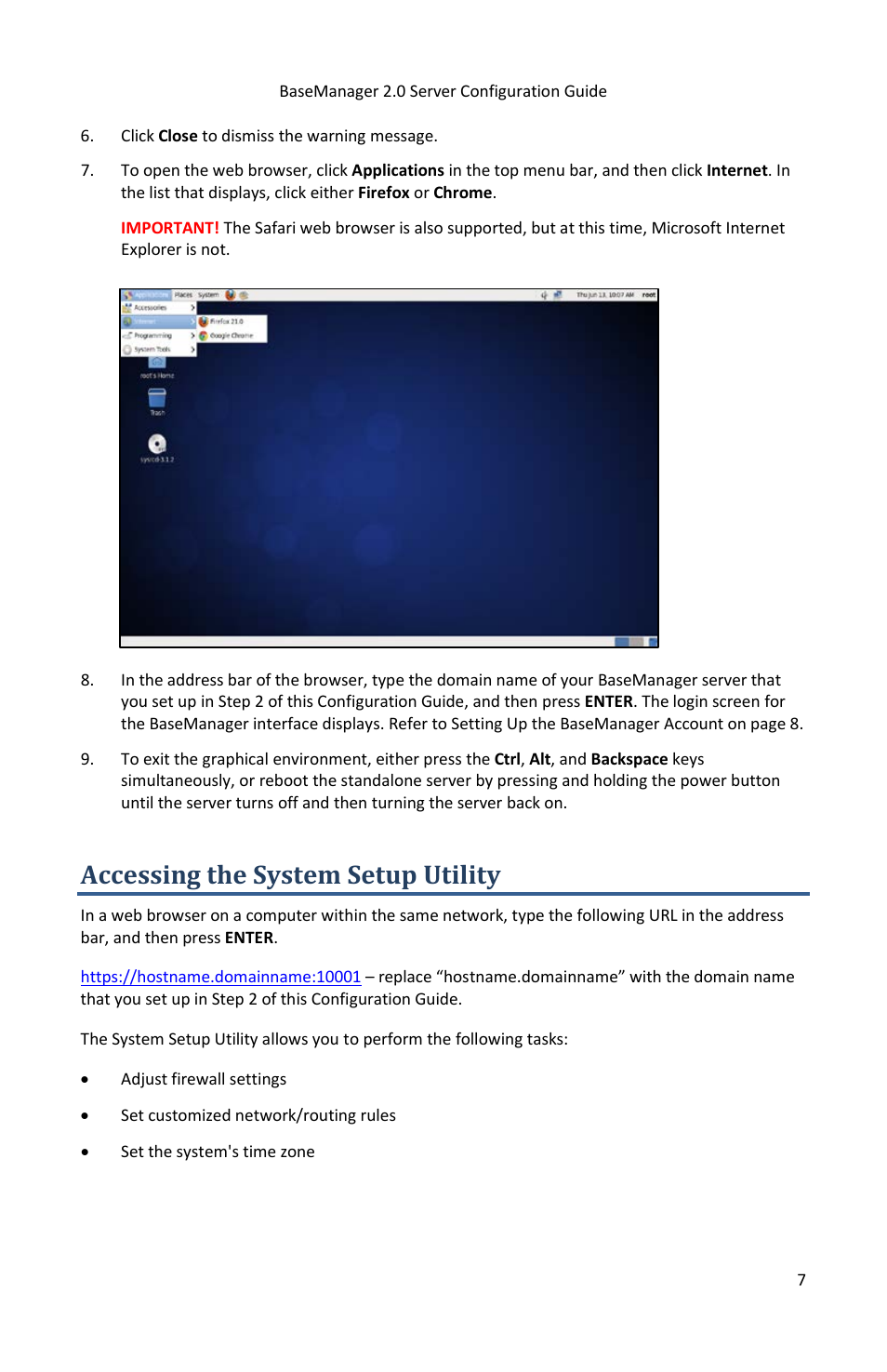 Accessing the system setup utility | Baseline Systems BaseManager 2.0 User Manual | Page 11 / 13