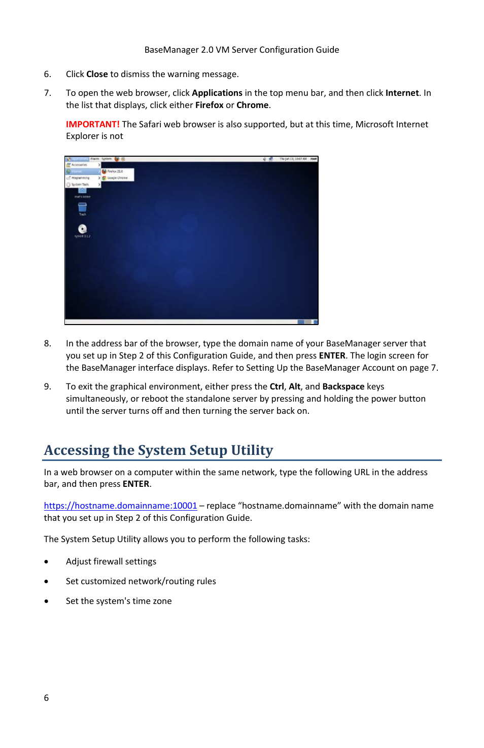 Accessing the system setup utility | Baseline Systems BaseManager 2.0 VM User Manual | Page 10 / 12