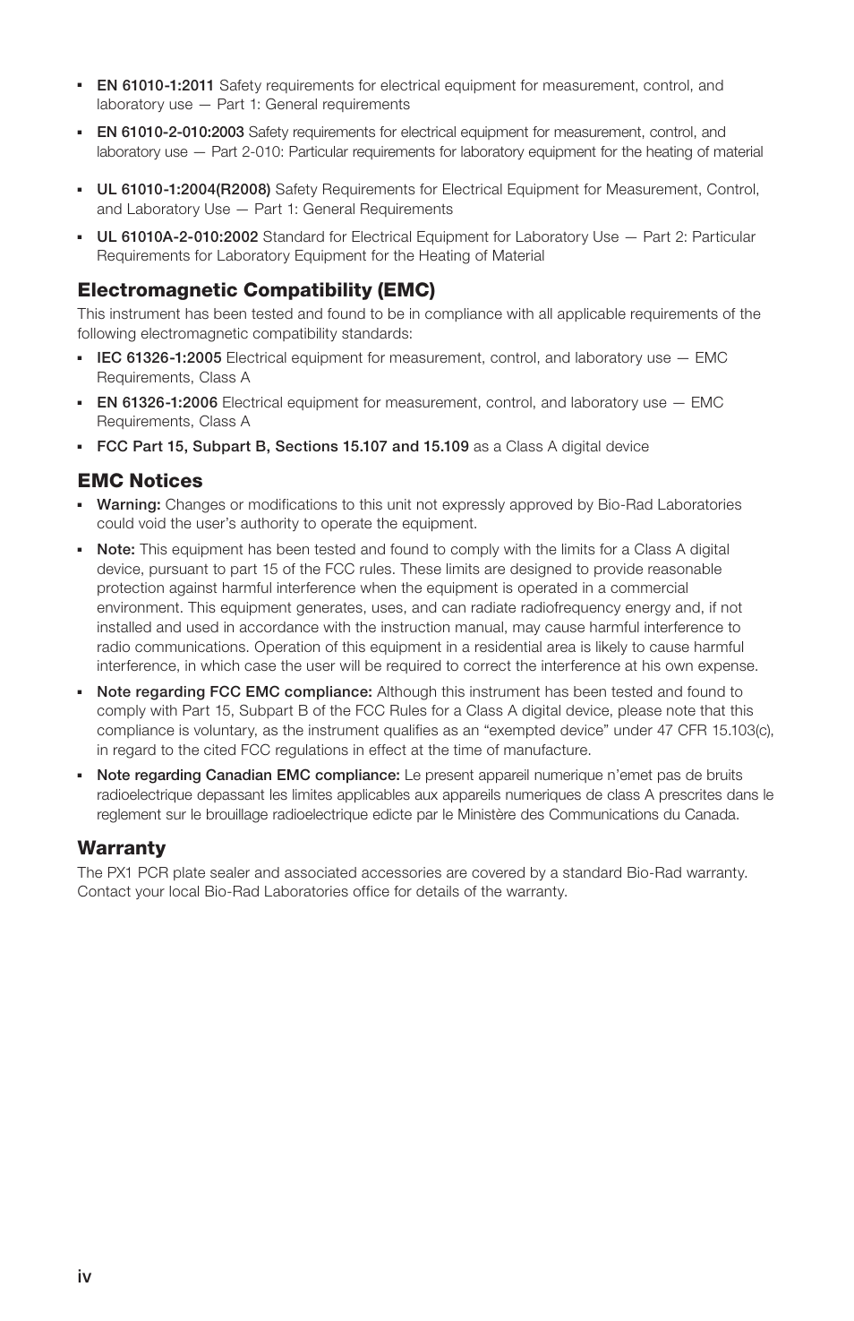 Bio-rad laboratories resources, Warranty, Electromagnetic compatibility (emc) | Emc notices | Bio-Rad Peelable Foil Heat Seal User Manual | Page 6 / 24
