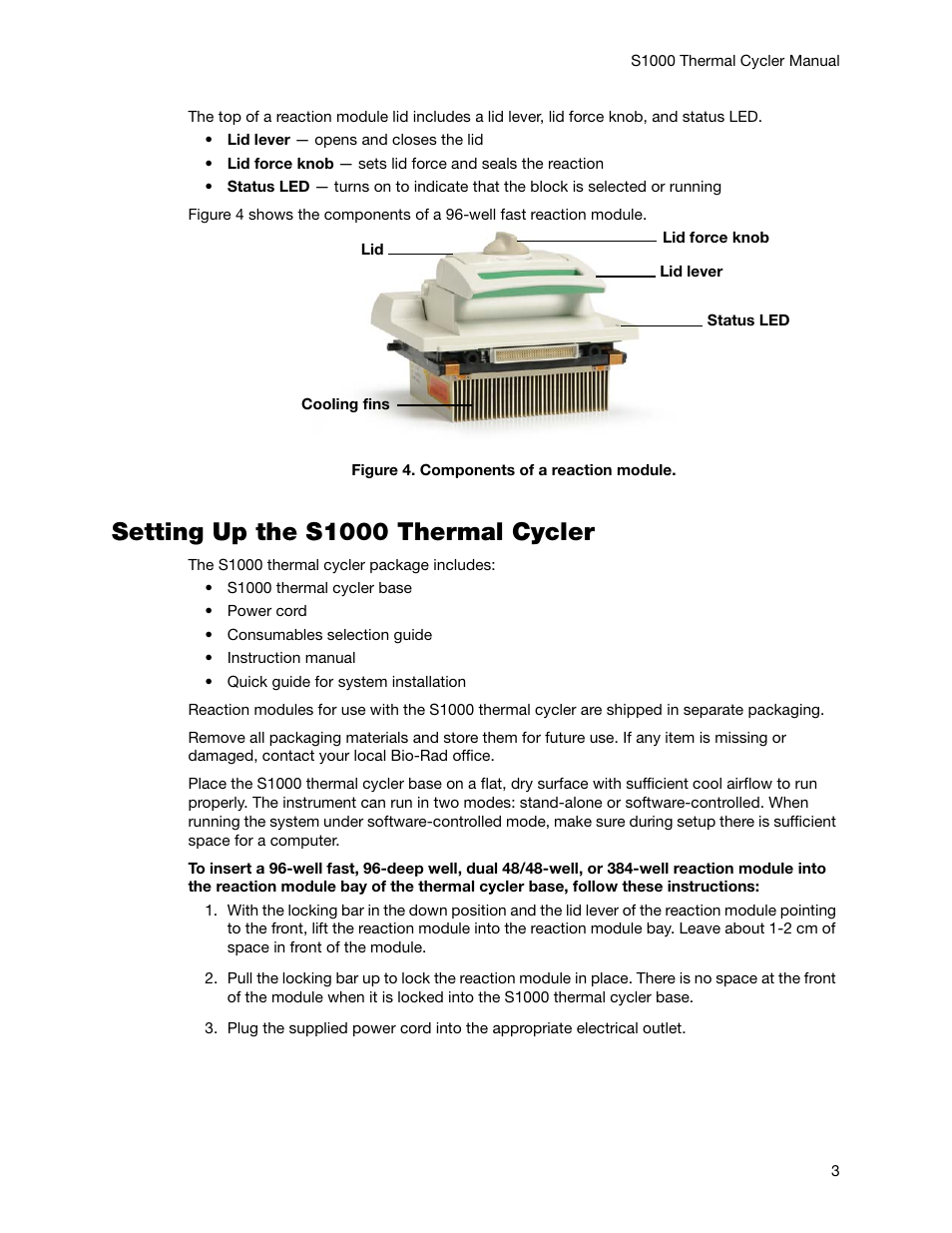 Setting up the s1000 thermal cycler | Bio-Rad S1000™ Thermal Cycler User Manual | Page 12 / 41