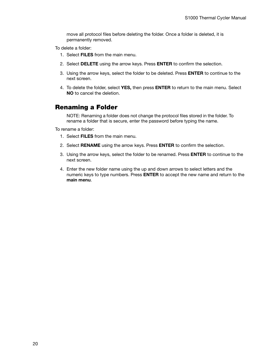 Renaming a folder | Bio-Rad S1000™ Thermal Cycler User Manual | Page 29 / 41