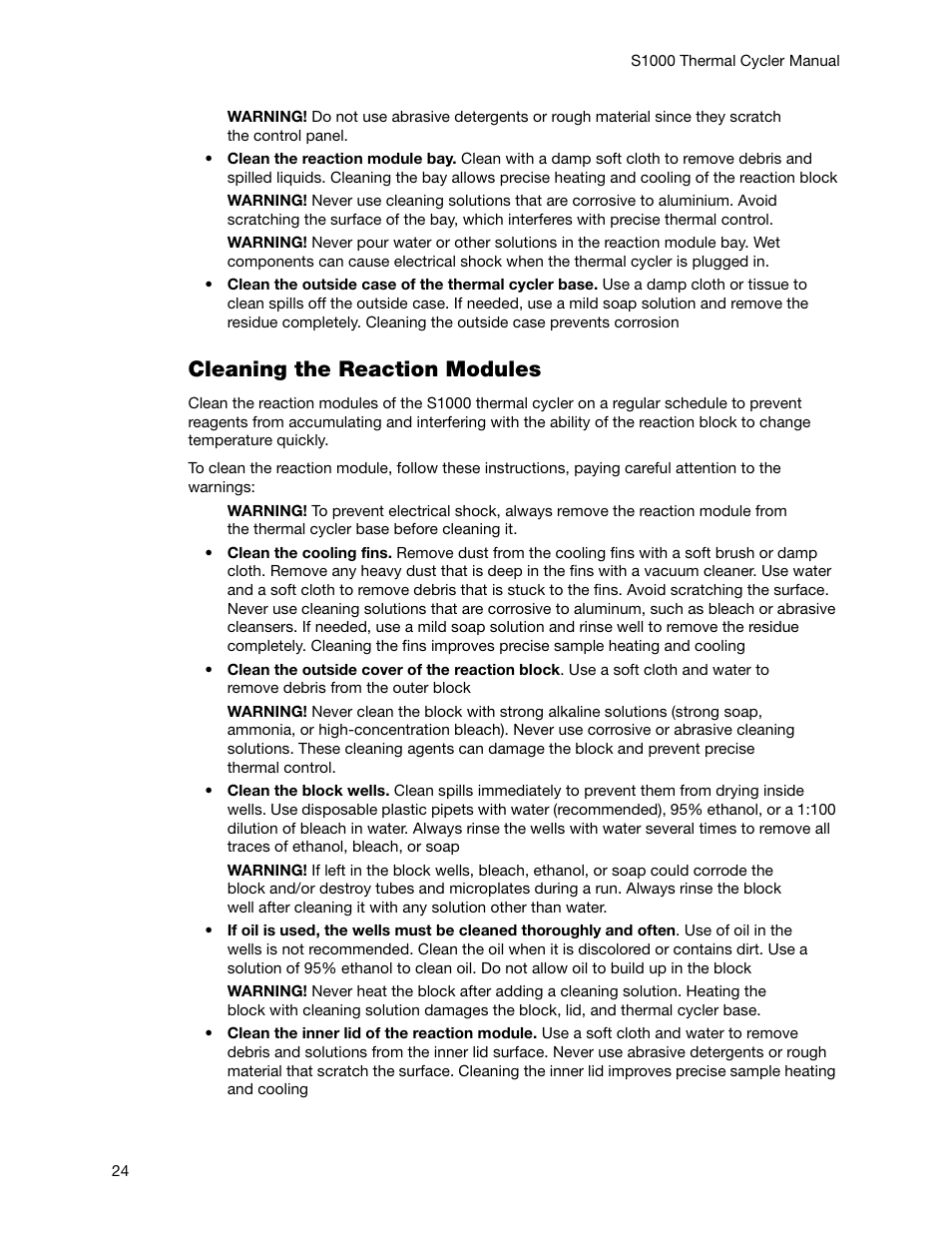 Cleaning the reaction modules | Bio-Rad S1000™ Thermal Cycler User Manual | Page 33 / 41