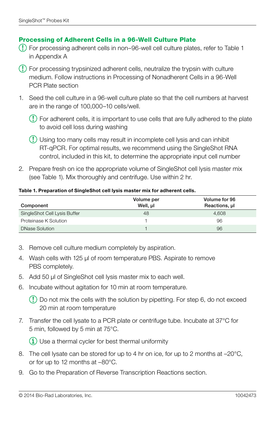 Bio-Rad SingleShot™ Cell Lysis RT-qPCR Kits User Manual | Page 2 / 12