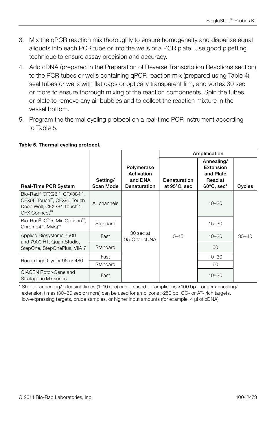 Bio-Rad SingleShot™ Cell Lysis RT-qPCR Kits User Manual | Page 5 / 12