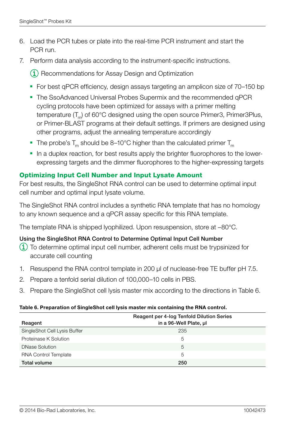 The probe’s t | Bio-Rad SingleShot™ Cell Lysis RT-qPCR Kits User Manual | Page 6 / 12