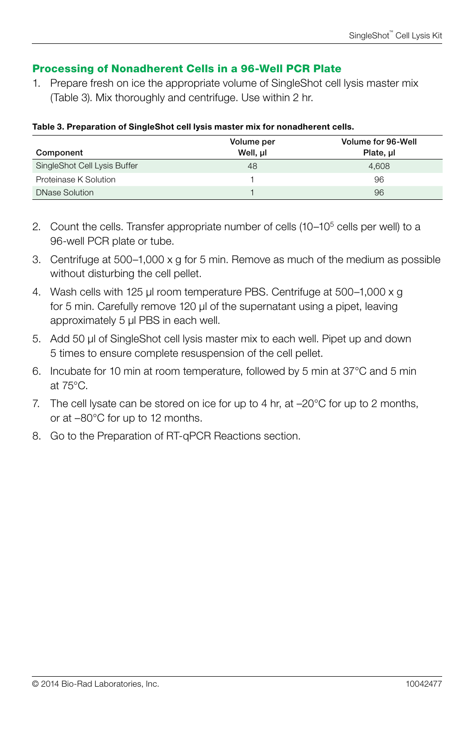 Bio-Rad SingleShot™ Cell Lysis RT-qPCR Kits User Manual | Page 3 / 10