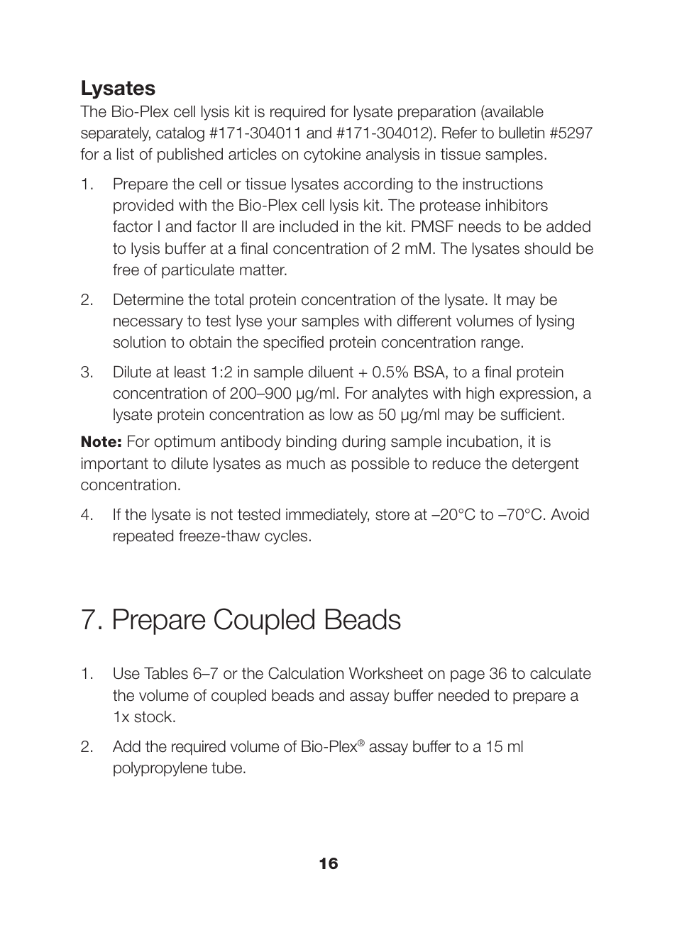 Prepare coupled beads, Lysates | Bio-Rad Bio-Plex Pro™ Human Chemokine Assays User Manual | Page 18 / 42