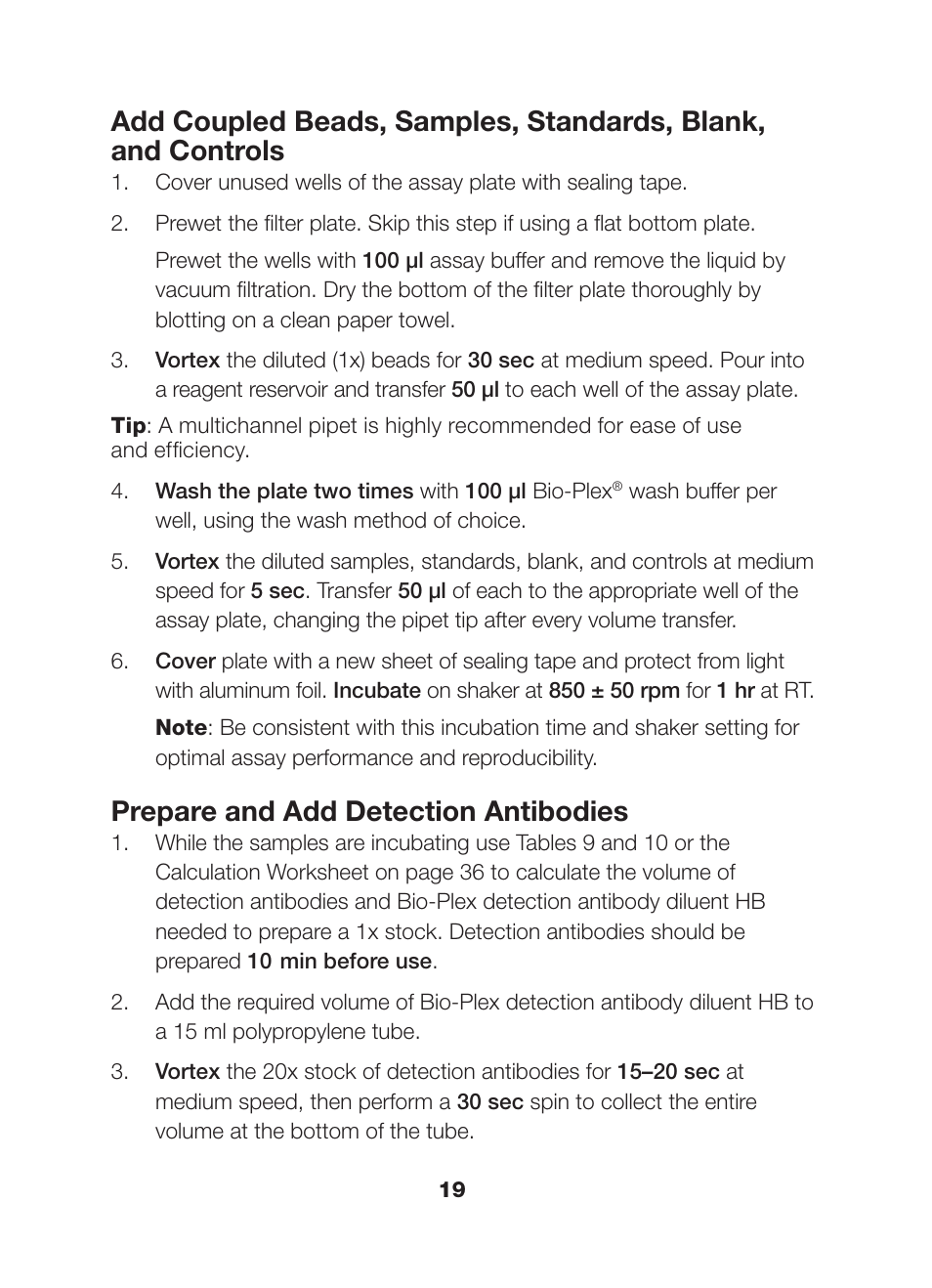 Prepare and add detection antibodies | Bio-Rad Bio-Plex Pro™ Human Chemokine Assays User Manual | Page 21 / 42