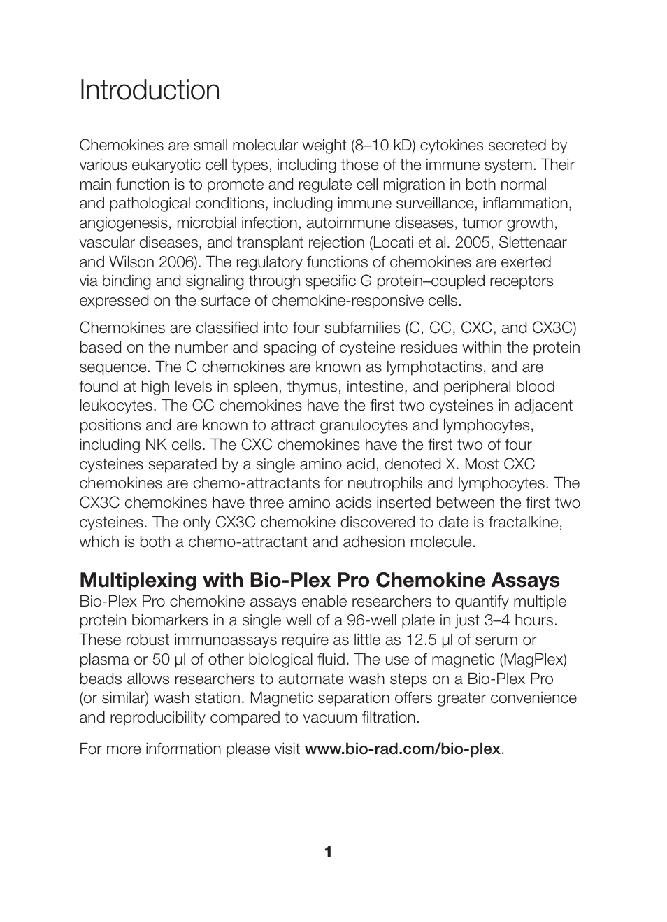 Introduction, Introduction 1 | Bio-Rad Bio-Plex Pro™ Human Chemokine Assays User Manual | Page 3 / 42