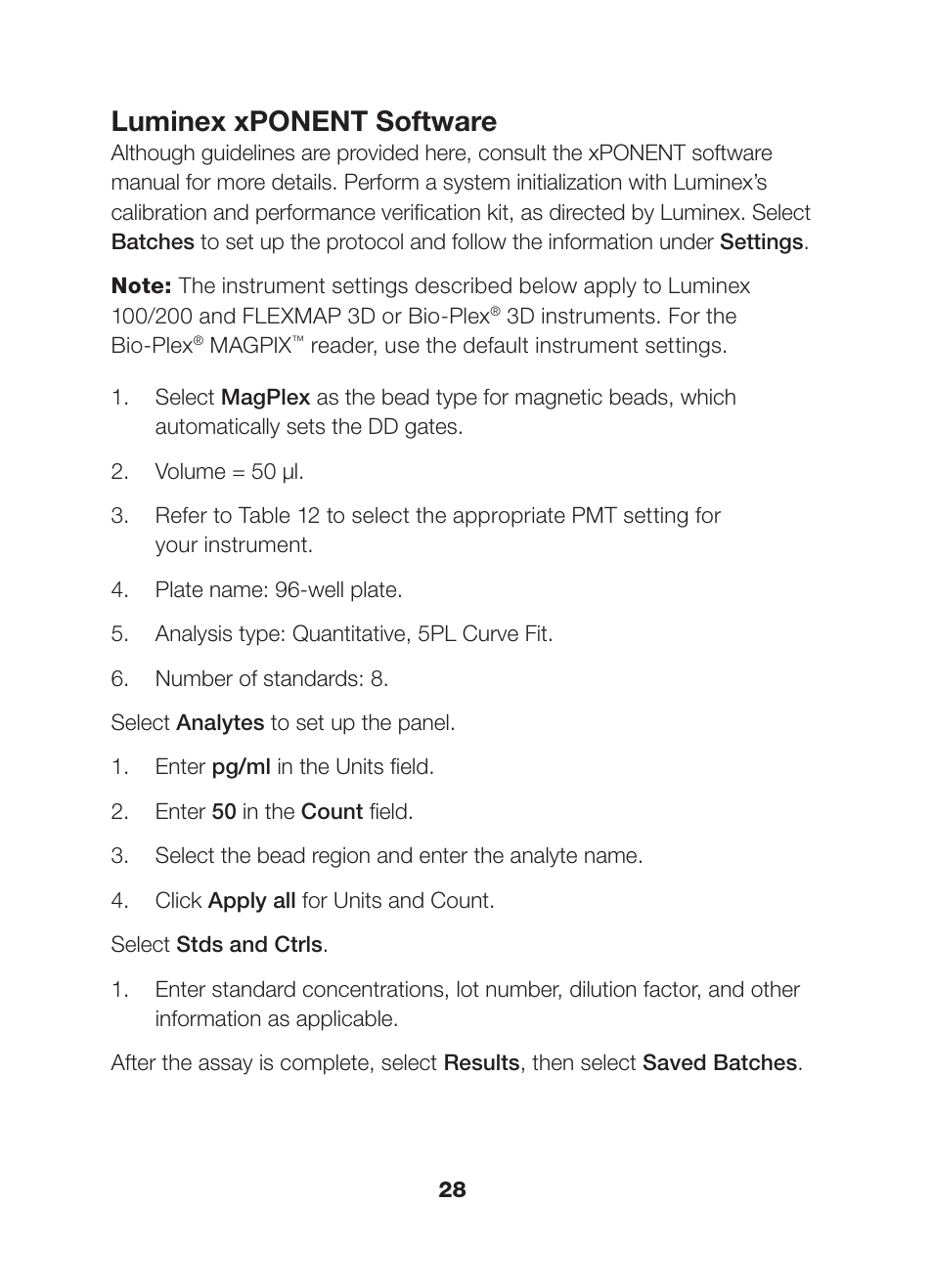 Luminex xponent software | Bio-Rad Bio-Plex Pro™ Human Chemokine Assays User Manual | Page 30 / 42