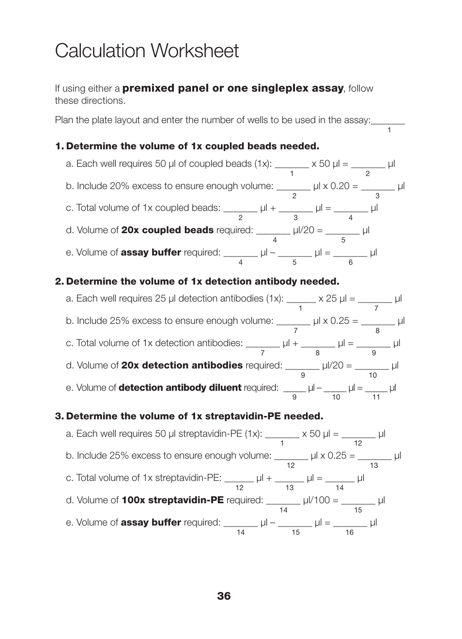 Calculation worksheet | Bio-Rad Bio-Plex Pro™ Human Chemokine Assays User Manual | Page 38 / 42