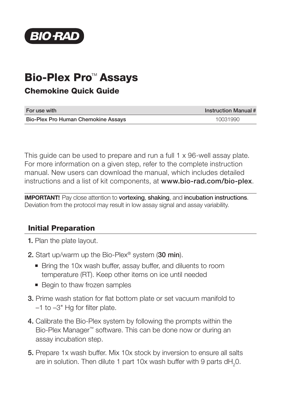 Bio-Rad Bio-Plex Pro™ Human Chemokine Assays User Manual | 4 pages