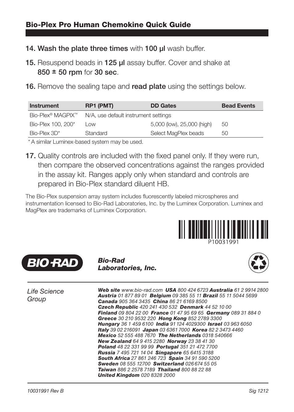 Bio-Rad Bio-Plex Pro™ Human Chemokine Assays User Manual | Page 4 / 4