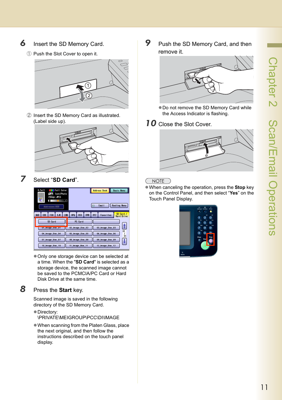 Chapter 2 scan/email operations | Black Box DP-C262 C322 User Manual | Page 11 / 54