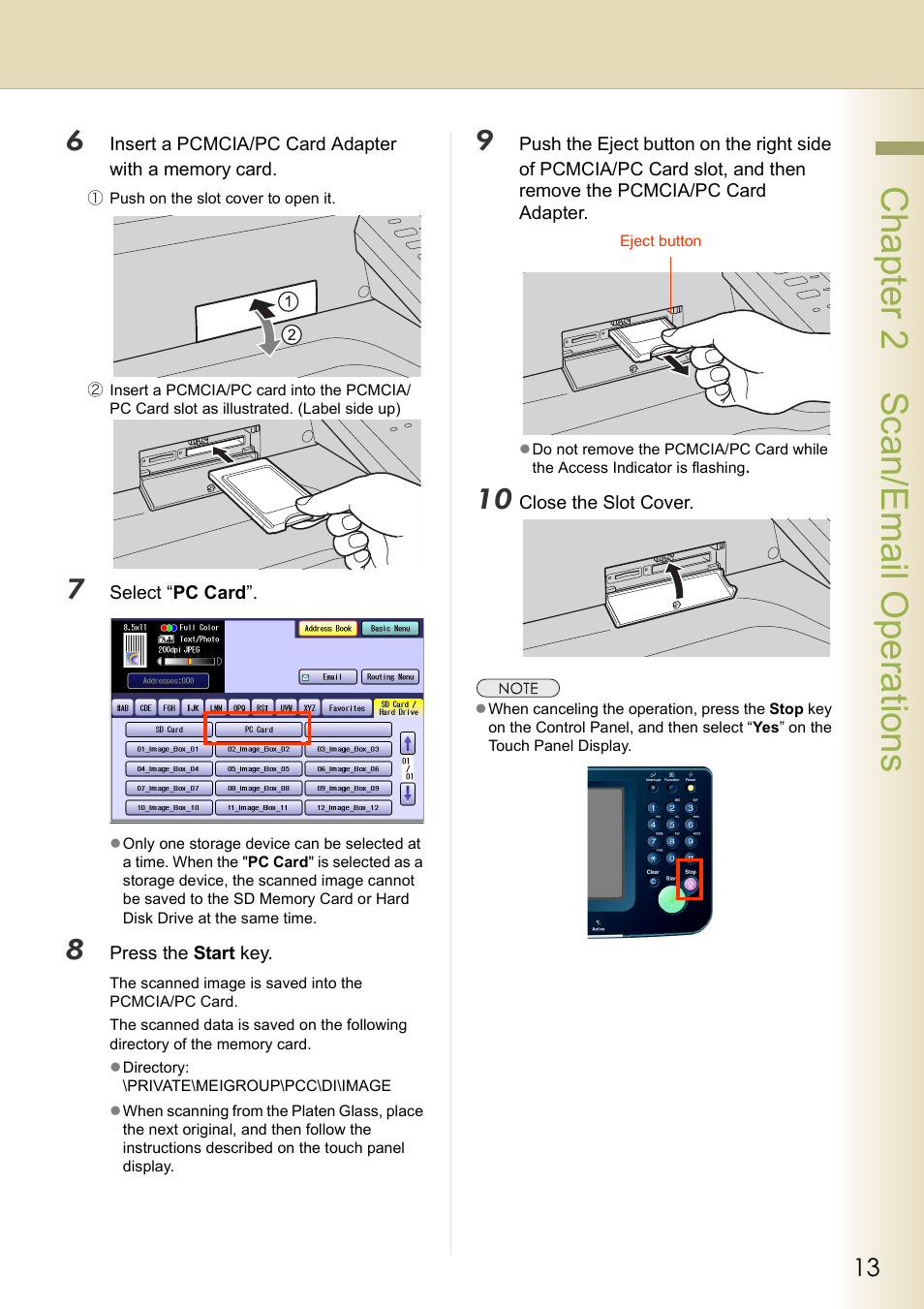 Chapter 2 scan/email operations | Black Box DP-C262 C322 User Manual | Page 13 / 54