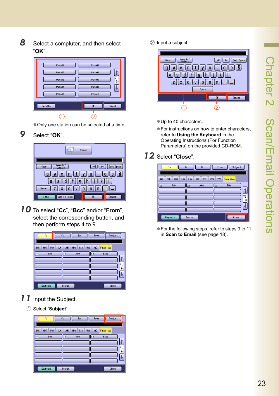 Chapter 2 scan/email operations | Black Box DP-C262 C322 User Manual | Page 23 / 54