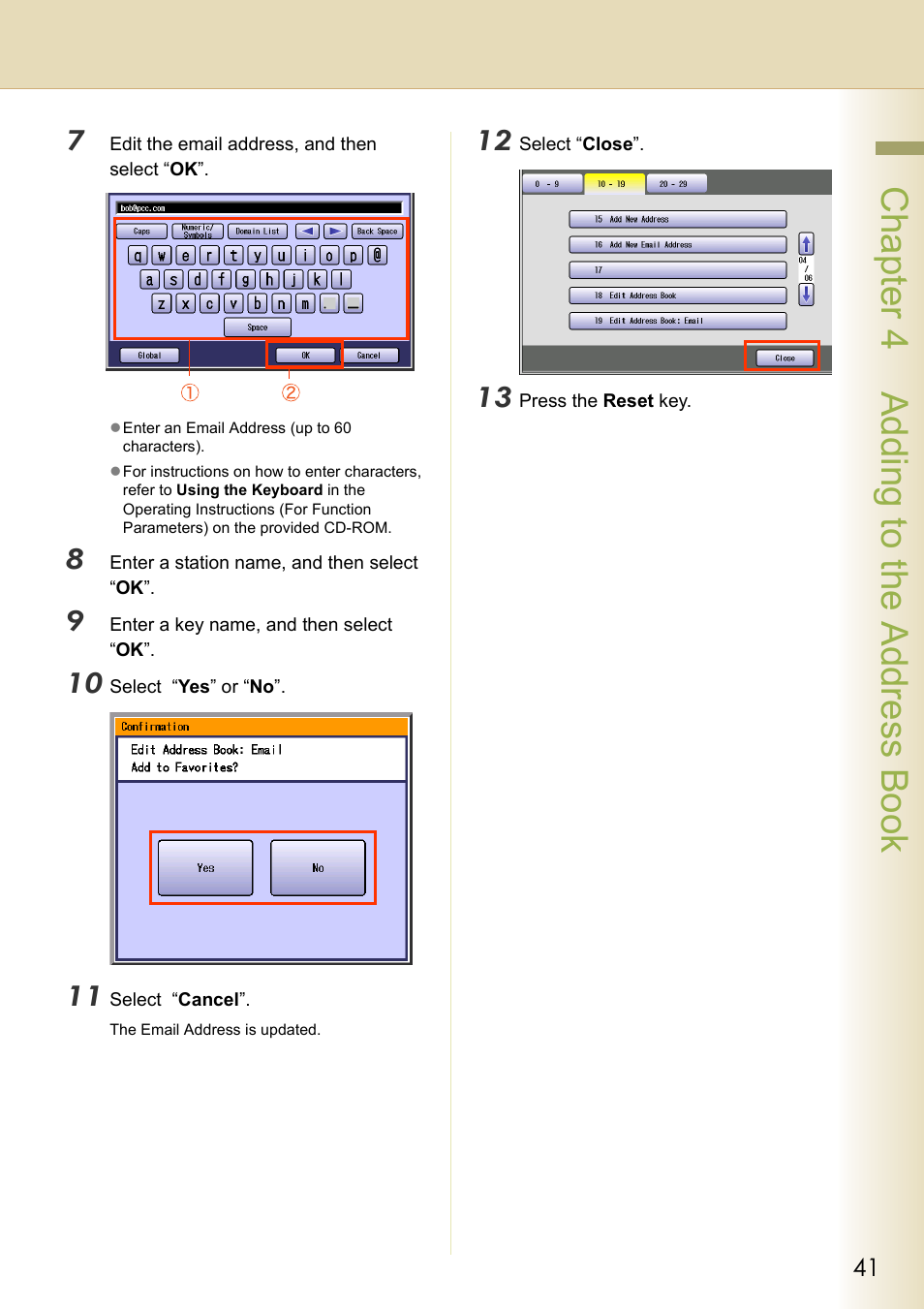 Chapt er 4 a ddi ng to the address book | Black Box DP-C262 C322 User Manual | Page 41 / 54