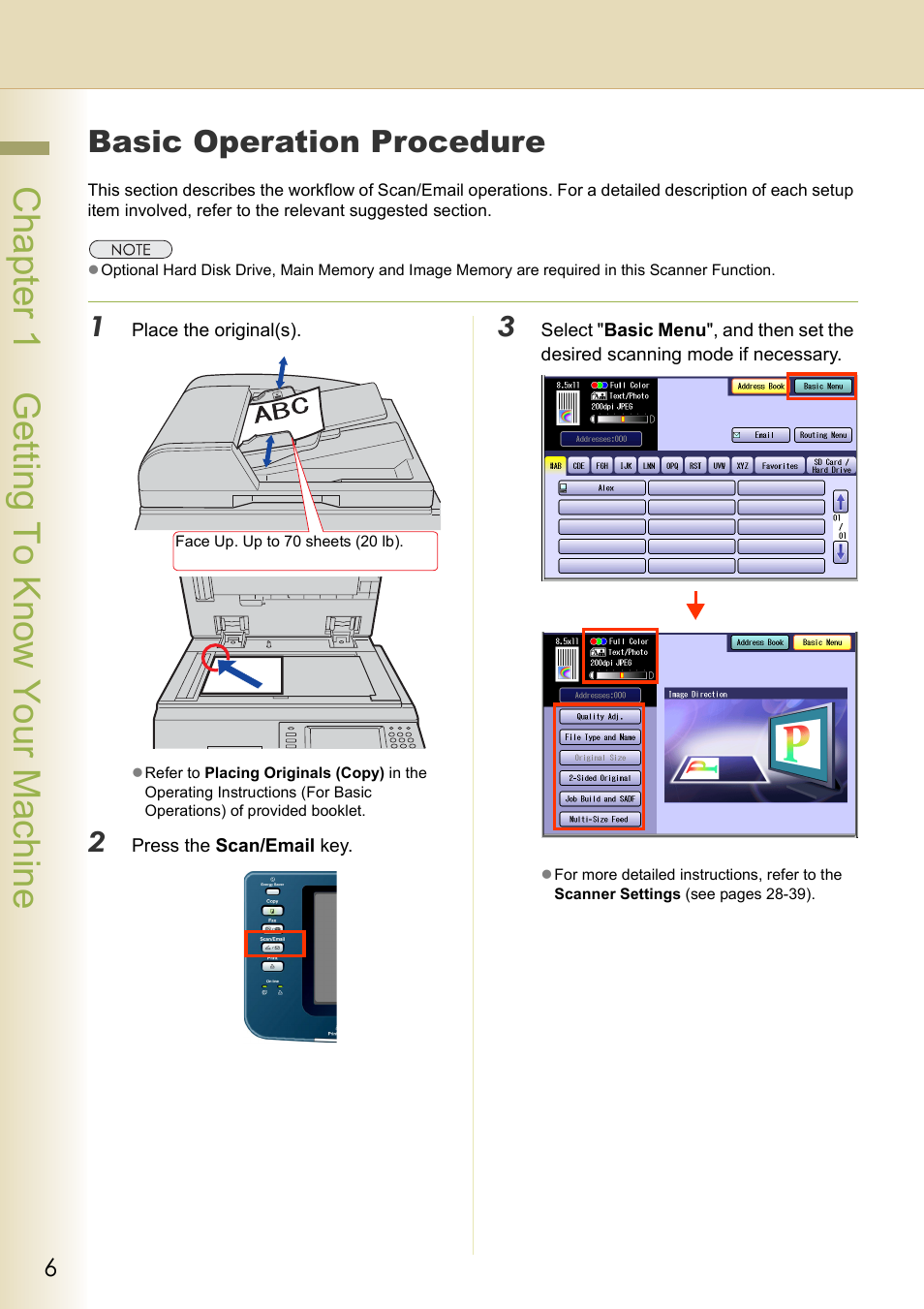 Getting to know your machine, Basic operation procedure, Chapter 1 getting to know your machine | Black Box DP-C262 C322 User Manual | Page 6 / 54