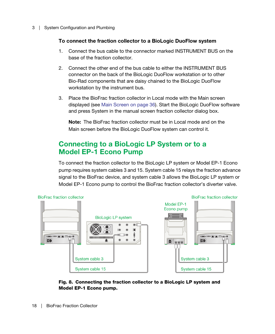 Connecting to a biologic lp system or to a model, Ep-1 econo pump | Bio-Rad BioFrac™ Fraction Collector User Manual | Page 26 / 106