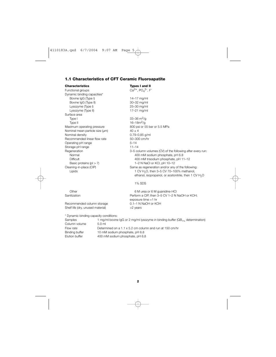 1 characteristics of cft ceramic fluoroapatite | Bio-Rad Media Sampler Pack User Manual | Page 4 / 12