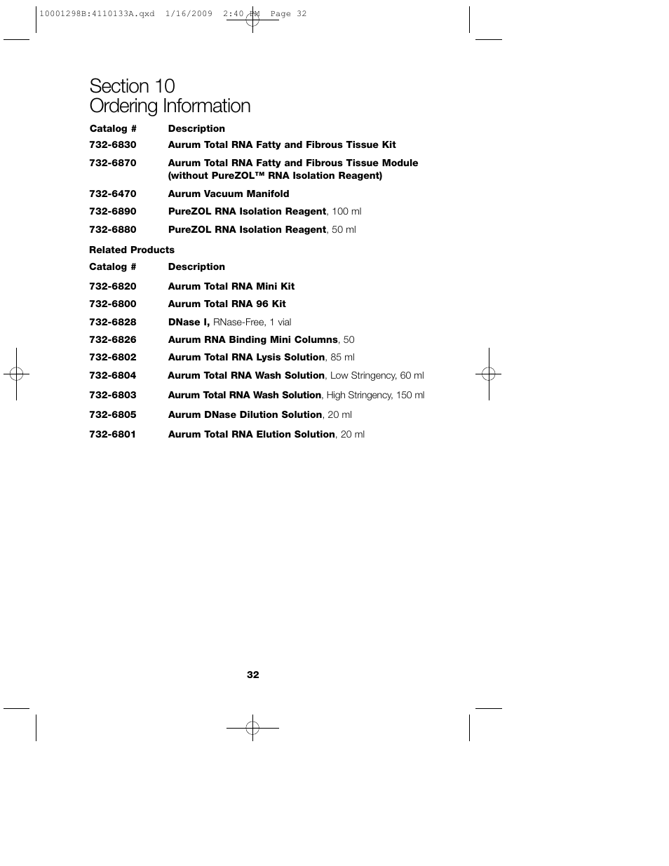 Bio-Rad Aurum™ Total RNA Fatty and Fibrous Tissue Kit User Manual | Page 36 / 40