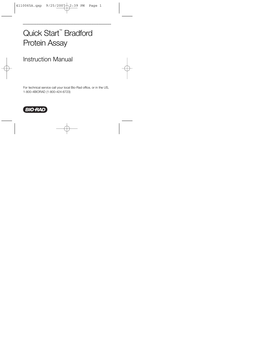 Bio-Rad Quick Start™ Bradford Protein Assay User Manual | 36 pages
