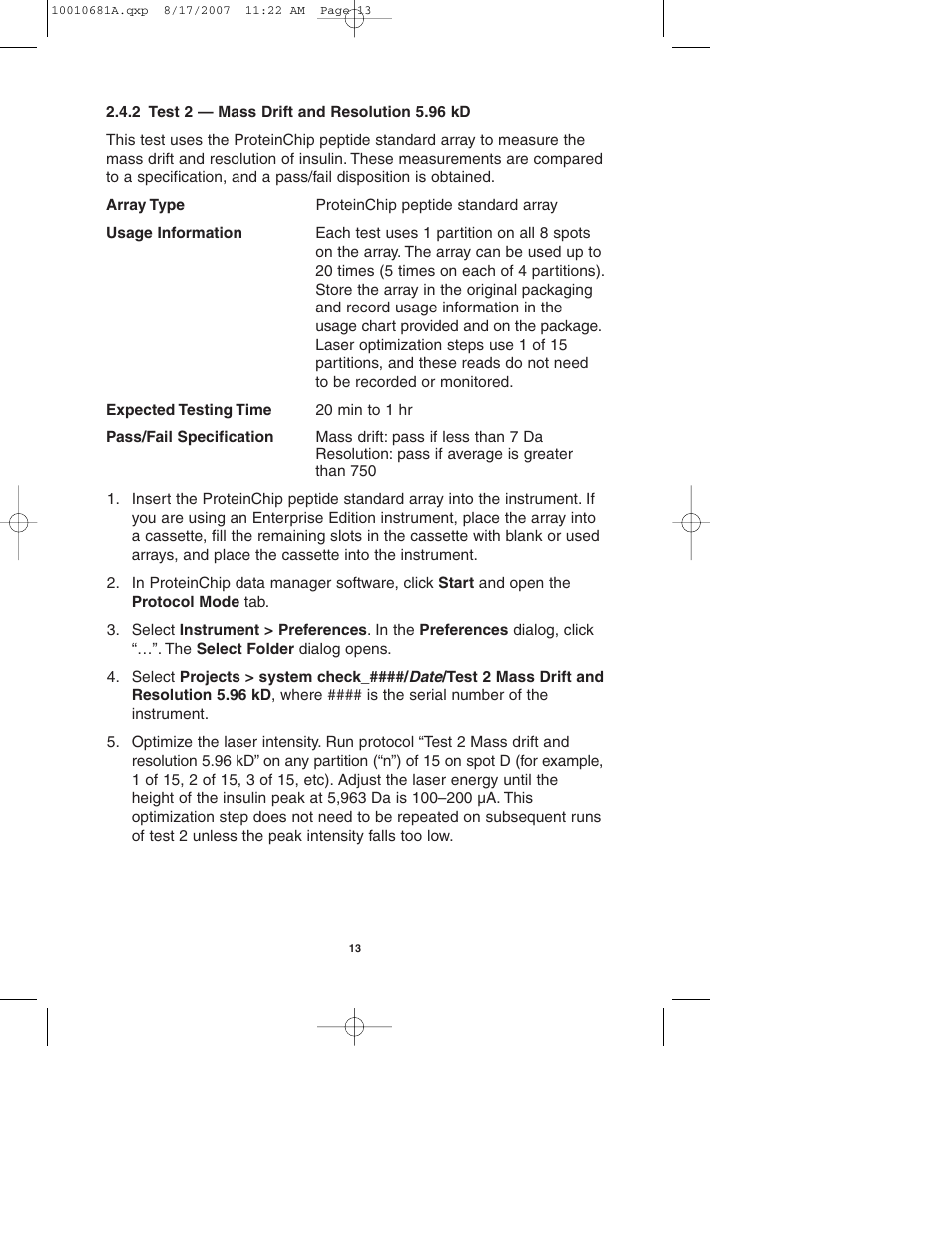 Bio-Rad ProteinChip Qualification and Calibration Kits User Manual | Page 16 / 21