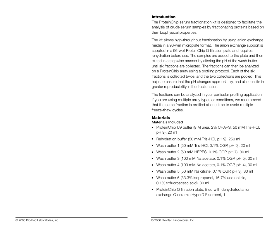Bio-Rad ProteinChip Serum Fractionation Kits User Manual | Page 2 / 8