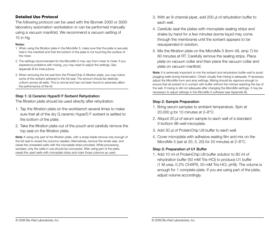 Bio-Rad ProteinChip Serum Fractionation Kits User Manual | Page 4 / 8