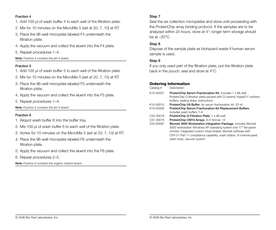 Bio-Rad ProteinChip Serum Fractionation Kits User Manual | Page 6 / 8