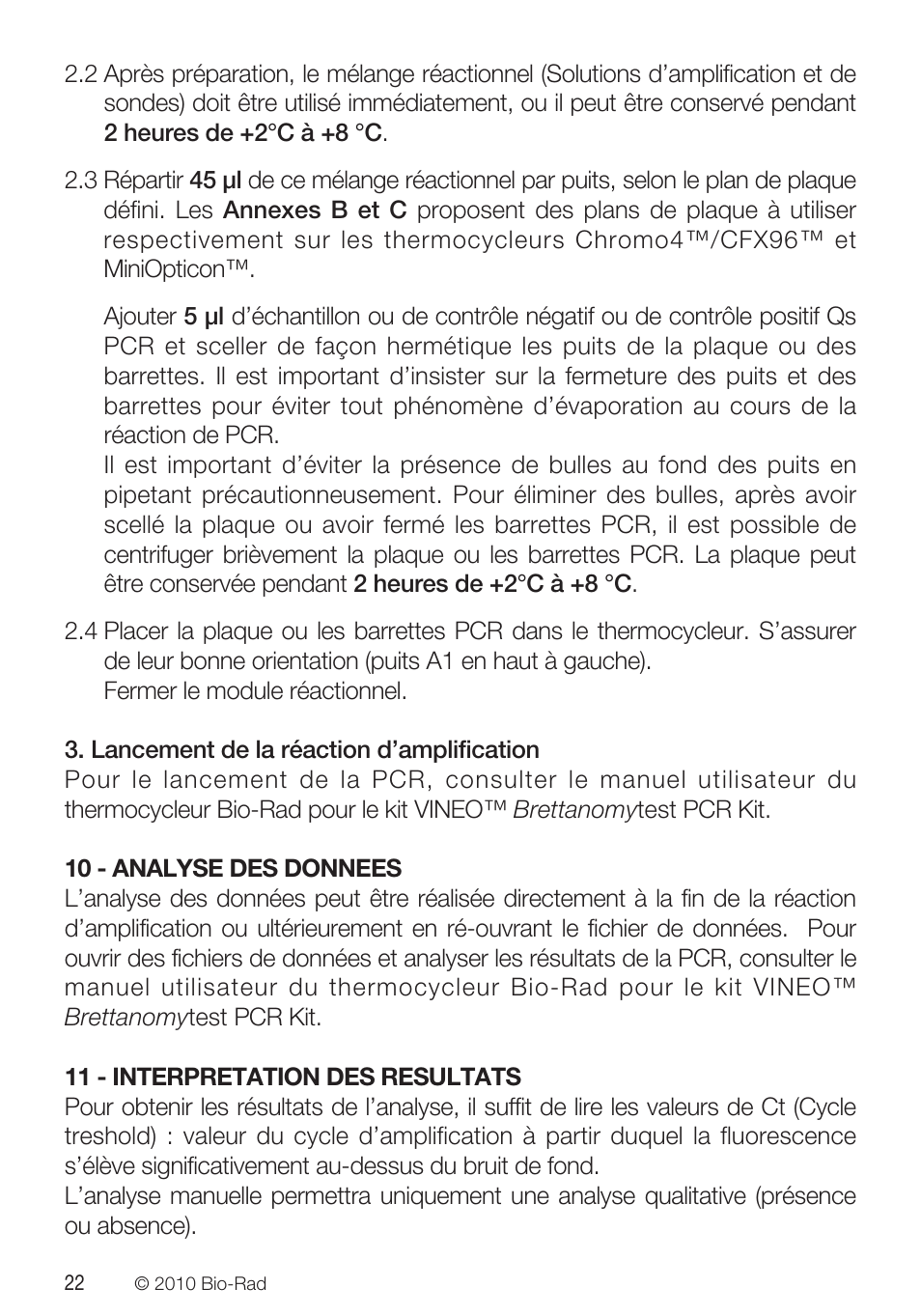 Bio-Rad VINEO™ Brettanomytest PCR Kit User Manual | Page 22 / 56