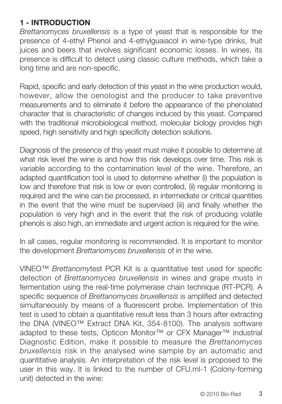 Bio-Rad VINEO™ Brettanomytest PCR Kit User Manual | Page 3 / 56