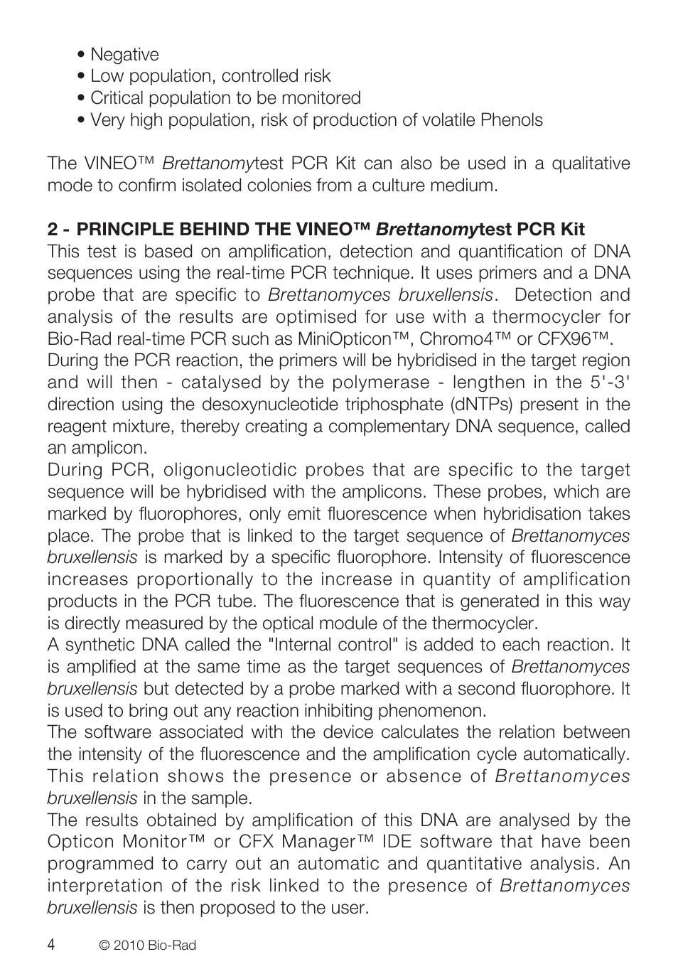Bio-Rad VINEO™ Brettanomytest PCR Kit User Manual | Page 4 / 56
