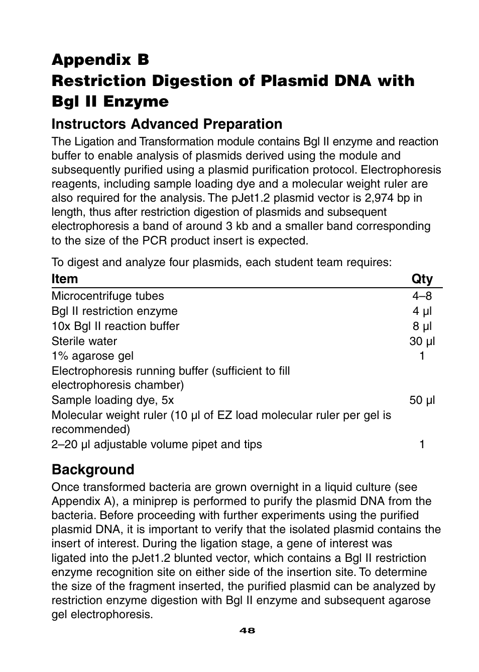 Instructors advanced preparation, Background | Bio-Rad Ligation and Transformation Module User Manual | Page 52 / 60