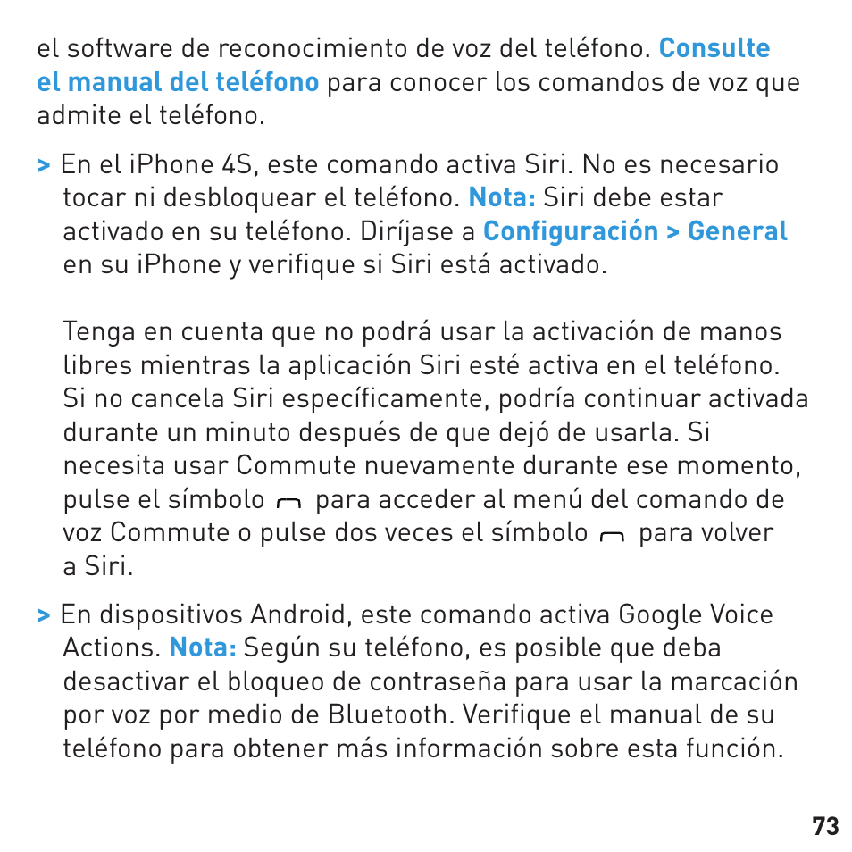BlueAnt COMMUTE Voice Activated Handsfree User Manual | Page 73 / 96