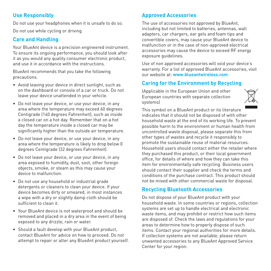 BlueAnt EMBRACE Stereo Headphones User Manual | Page 7 / 12