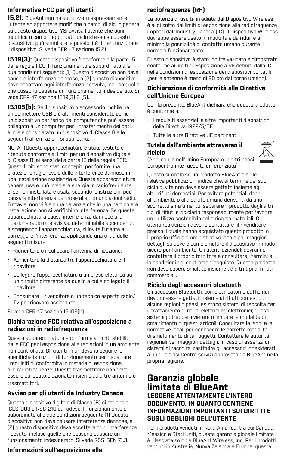 Garanzia globale limitata di blueant | BlueAnt PUMP HD Sportbuds User Manual | Page 53 / 64
