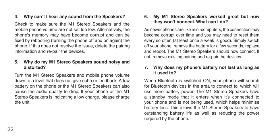 BlueAnt M1 Stereo Speakers User Manual | Page 22 / 48