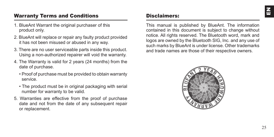 BlueAnt Supertooth 3 Handsfree User Manual | Page 25 / 48