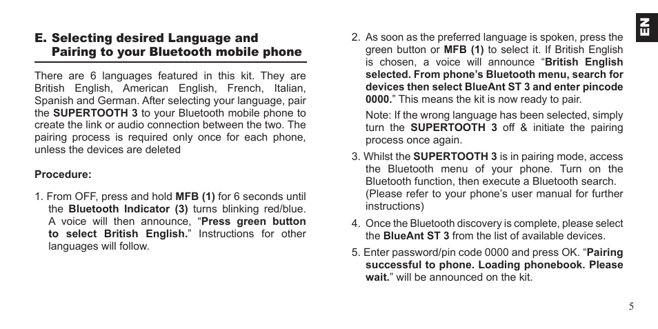 BlueAnt Supertooth 3 Handsfree User Manual | Page 5 / 48