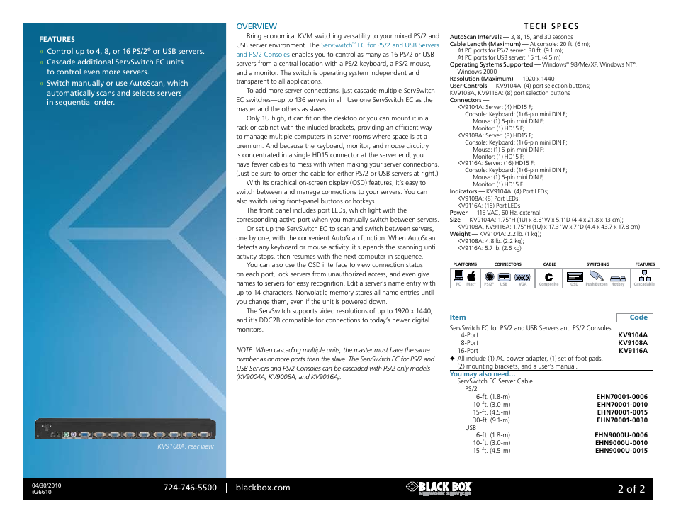 Black box, 2 of 2 | Black Box 26610 User Manual | Page 2 / 2