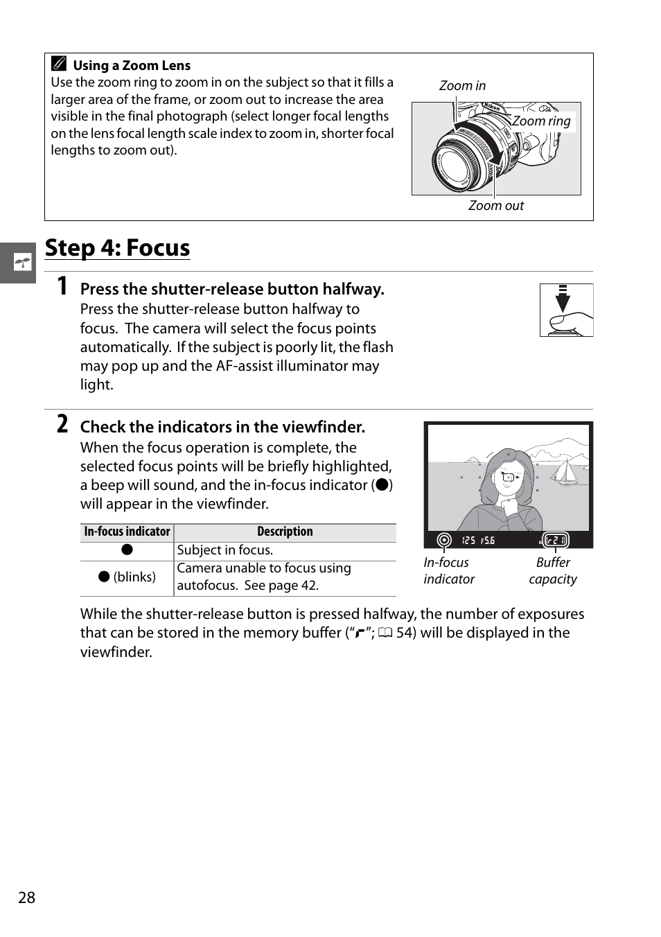 Step 4: focus | Nikon D3000 User Manual | Page 46 / 216