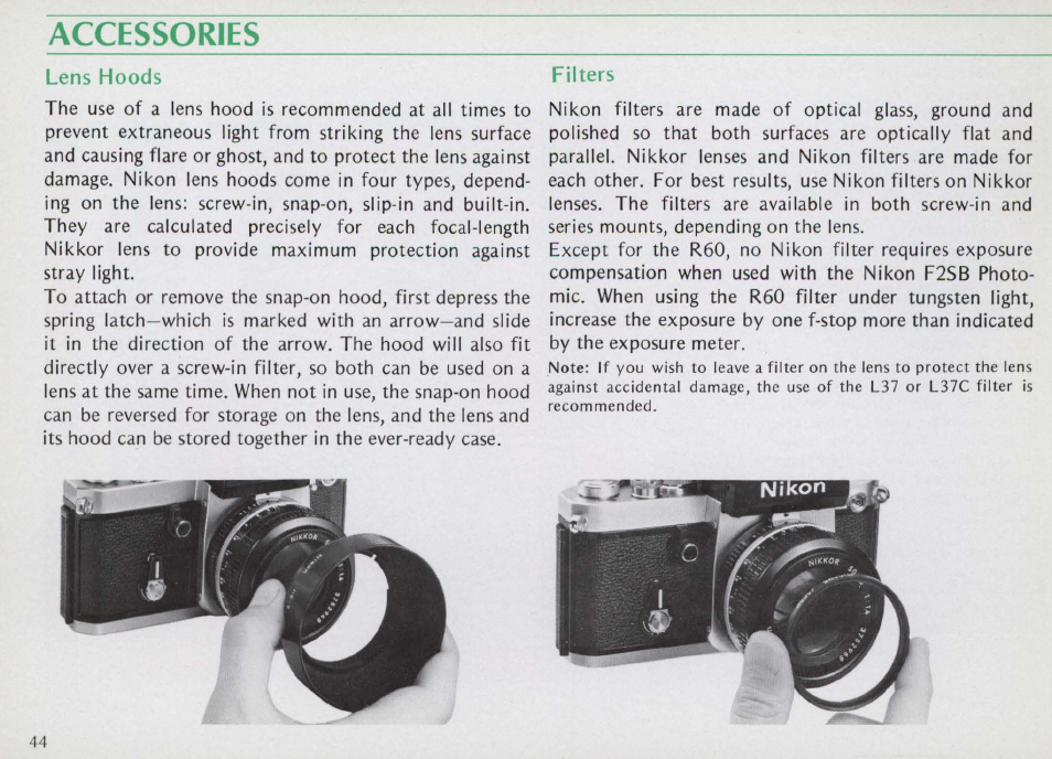 Exposure compensation | Nikon f2 User Manual | Page 44 / 70