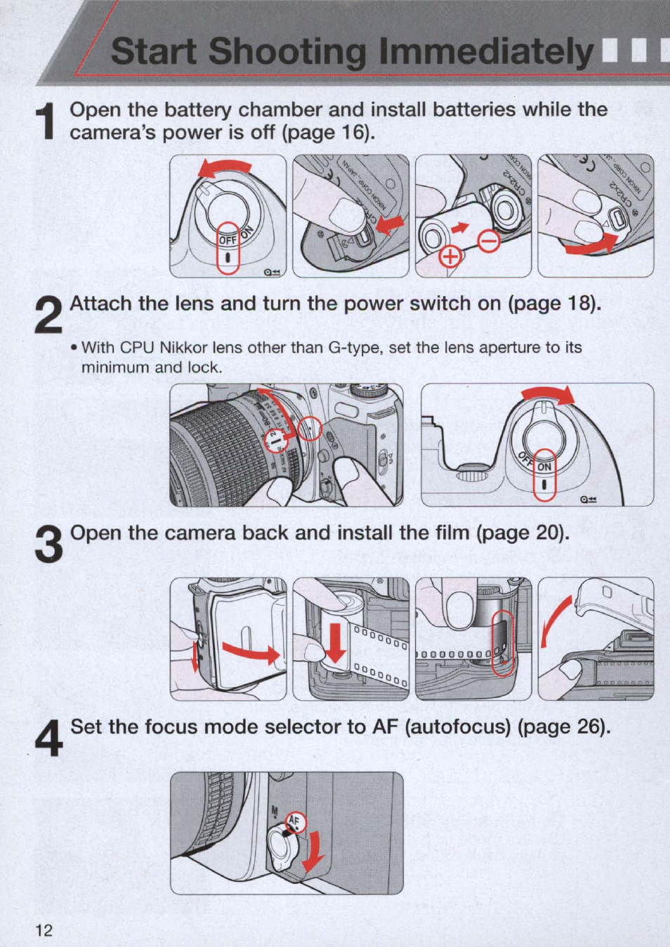 Start shooting immediately | Nikon n65 User Manual | Page 12 / 116