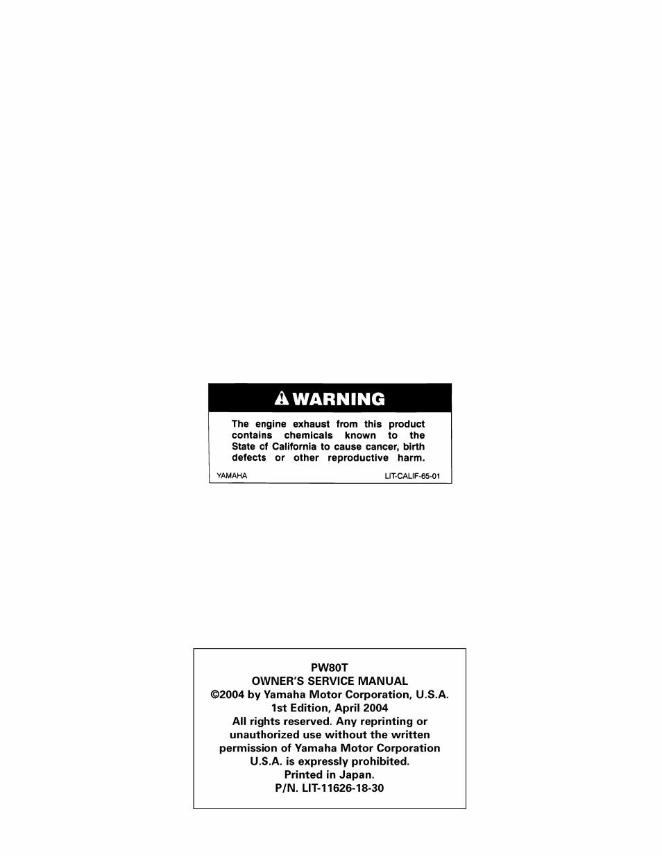 A warning | Yamaha pw80 User Manual | Page 2 / 64