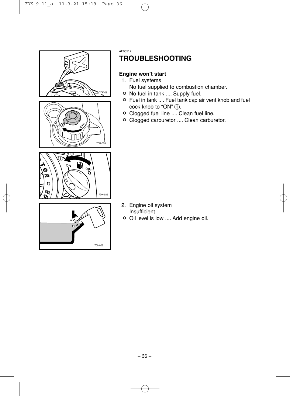 Troubleshooting | Yamaha ef2000is User Manual | Page 41 / 62