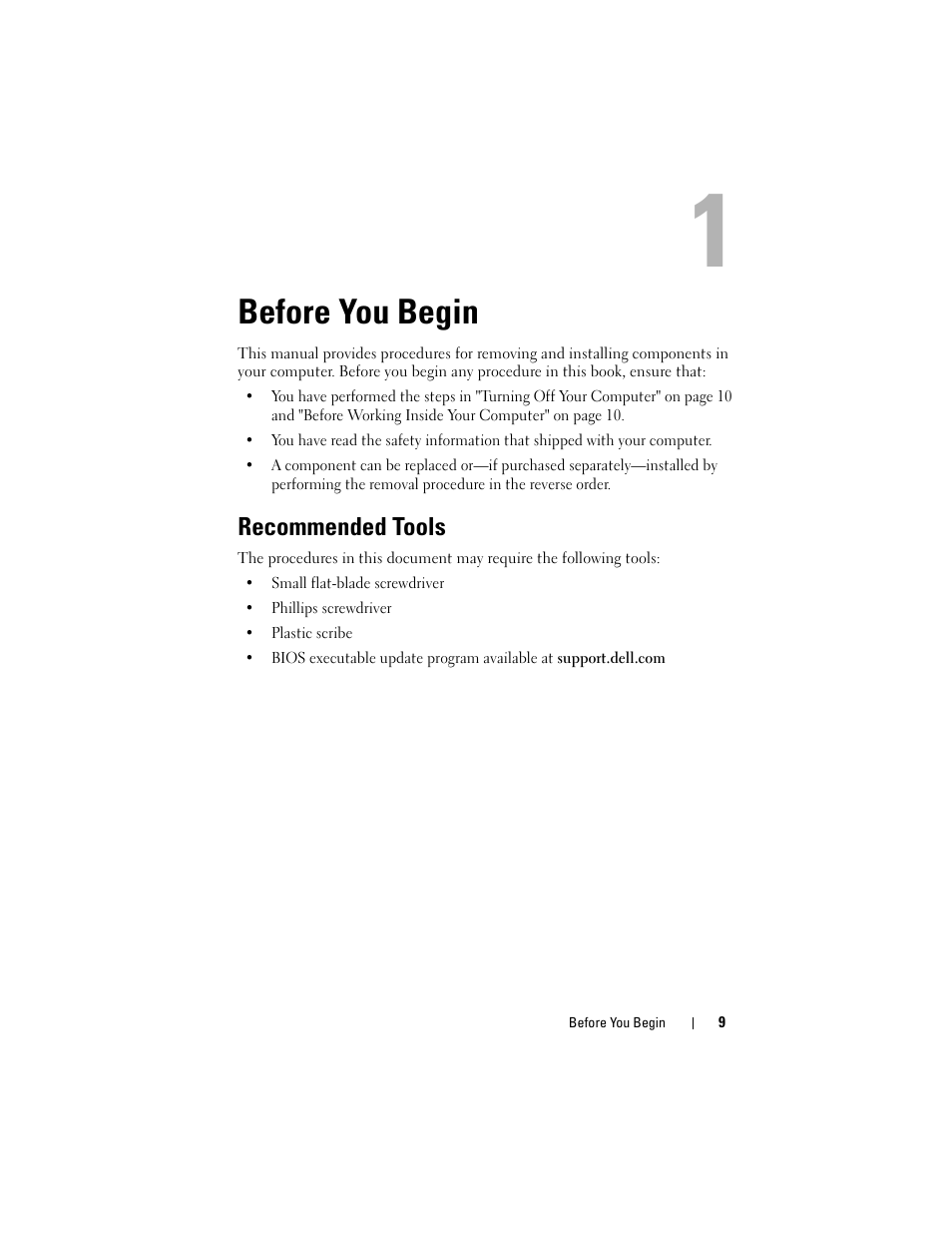 Before you begin, Recommended tools | Dell Inspiron M5040 User Manual | Page 9 / 72